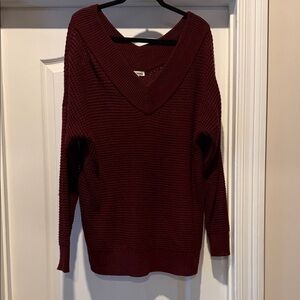 Zenana Outfitters Deep Red V-Neck Sweater